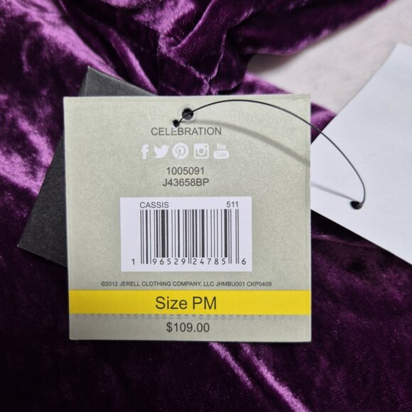 John Mark Women's Shirt Size PM Velvet Long Sleeve Button Tunic Eggplant (27) - Picture 14 of 14